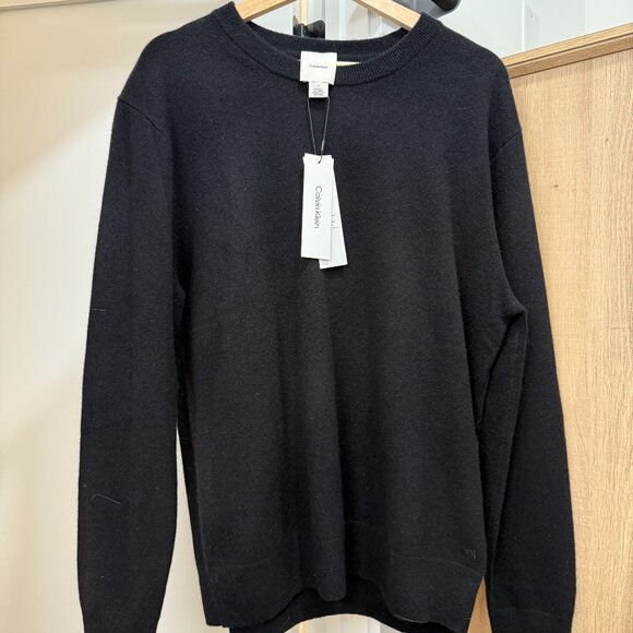 Calvin Klein Men’s 100% Cashmere Crewneck Sweater – Black – Size M – NWT